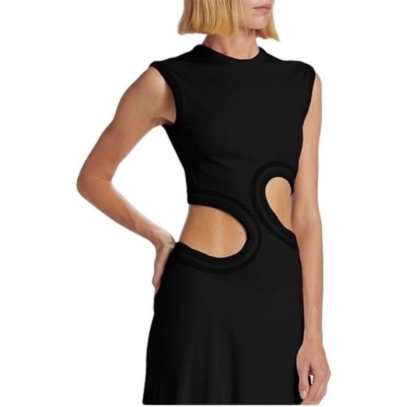 Christopher ESBER Paisley Cut Out Knit Bodycon Midi Dress Gown Size 8 Black NEW - Picture 2 of 11